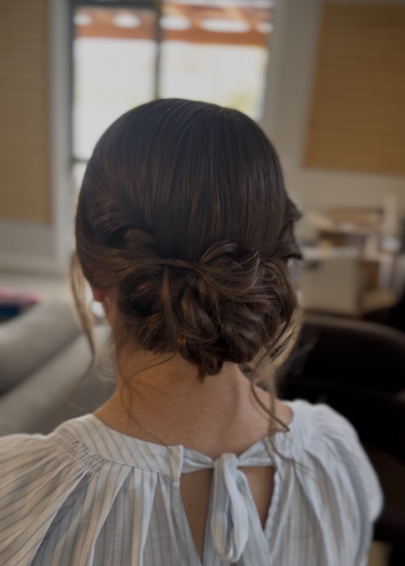 Low textured bridal bun