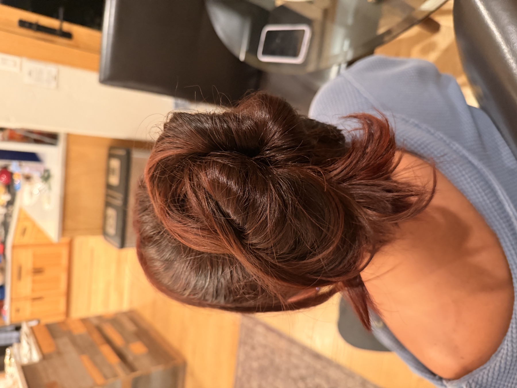Voluminous auburn bun